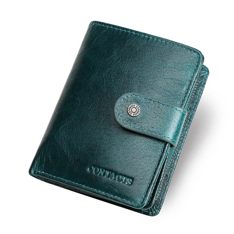 Genuine Leather RFID Blocking Wallet with Coin Pocket