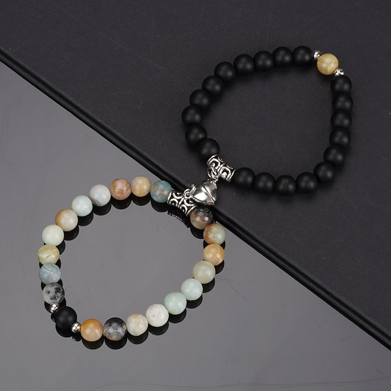 Natural Stone Heart Magnet Distance Couple Bracelets Beads Friendship Fashion Jewelry Gift