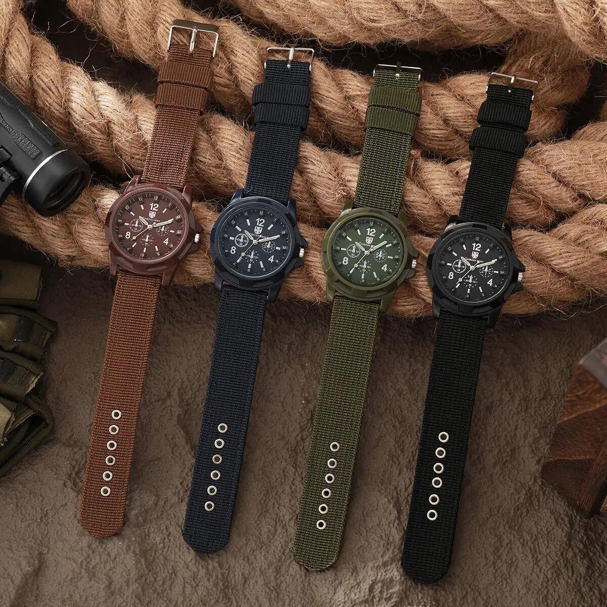 Mens Military Watch Nylon Strap Sport Quartz Casual Outdoor Wrist Watch