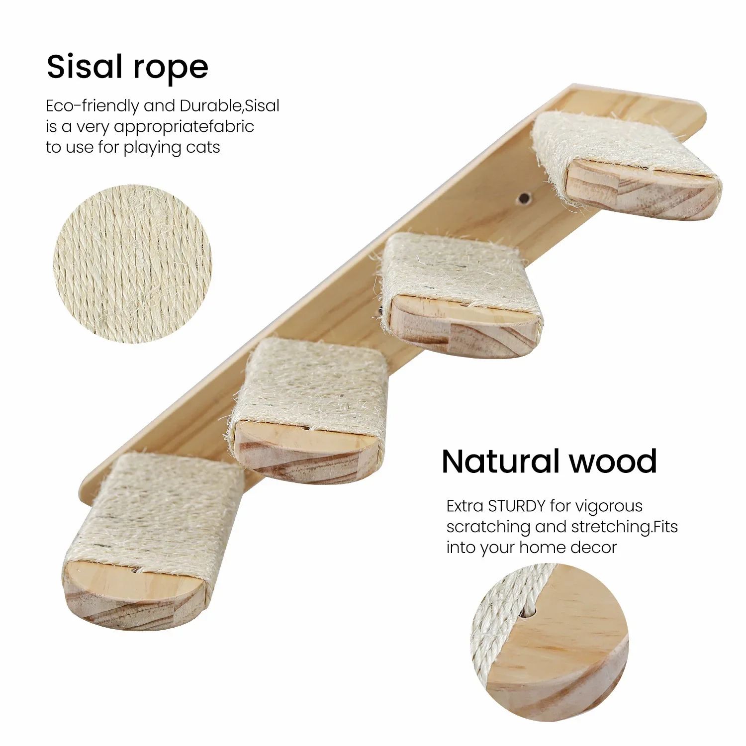 Wall Mounted Wooden Cat Climbing Hammock Set