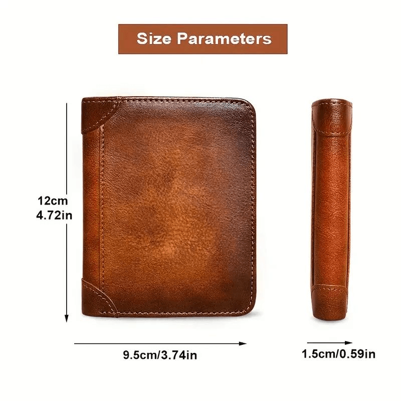 Men's RFID-Blocking Leather Trifold Wallet for Organized Cards, Cash, and ID