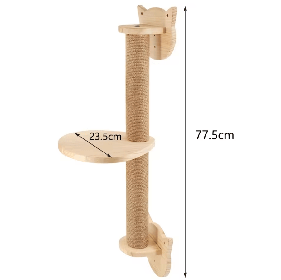 Wall Mounted Wooden Cat Climbing Shelves with Sisal Scratching Post Hammock and Pedals