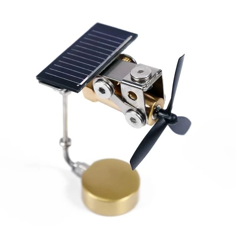 Solar Windmill Desk Ornament Copper Kinetic Science Toy Educational Decor