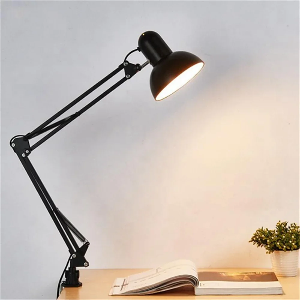Foldable Desk Lamp, Clip-on Light, Telescopic Eye Protection, Retro Office and Bedroom Table Lamp, Adjustable Home Decor