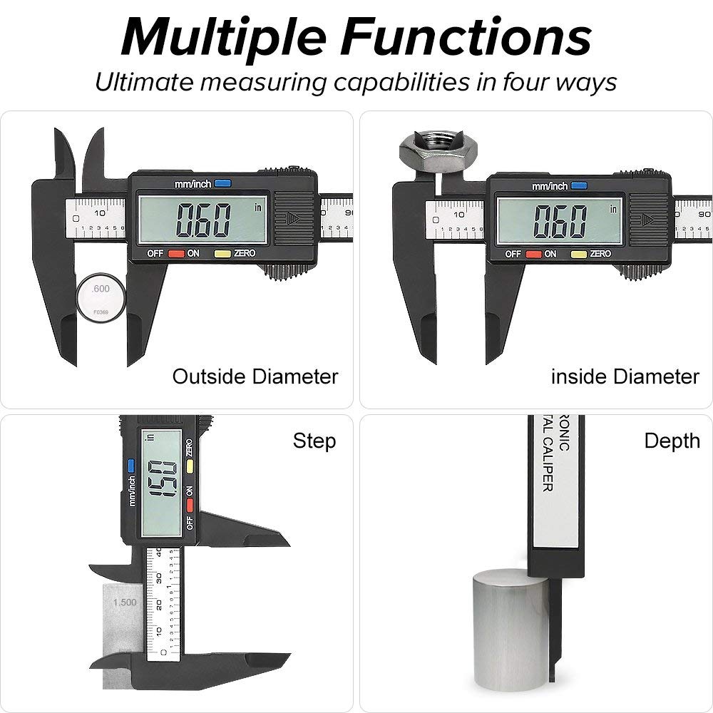 Carbon Fiber Digital Caliper Precise Vernier Gauge Micrometer for Accurate Measurements, Digital Ruler