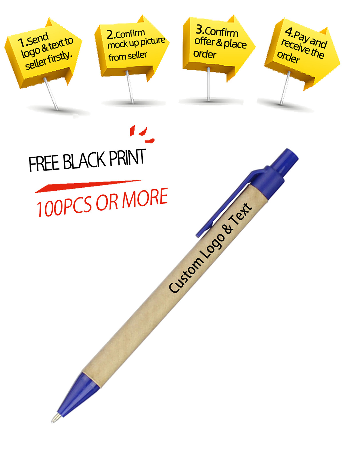 Eco Friendly Recycled Paper Pen Custom Logo Ballpoint Promotional Gift