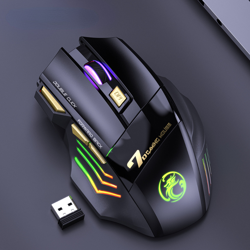 Free Silent Rechargeable 2.4G Bluetooth Wireless Gaming Mouse, Double Click, Dazzling Light, 7 Keys