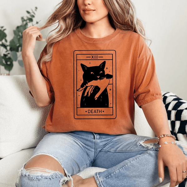 Tarot Cat Shirt Black Cat Witchy Tee