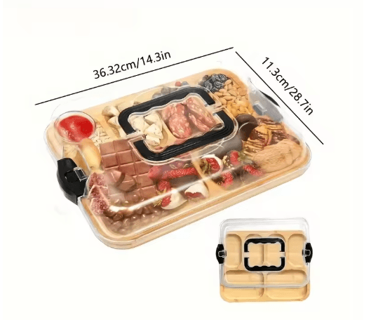 Natural Bamboo Cheese Tray with Snap On Acrylic Lid Elegant Charcuterie Platter