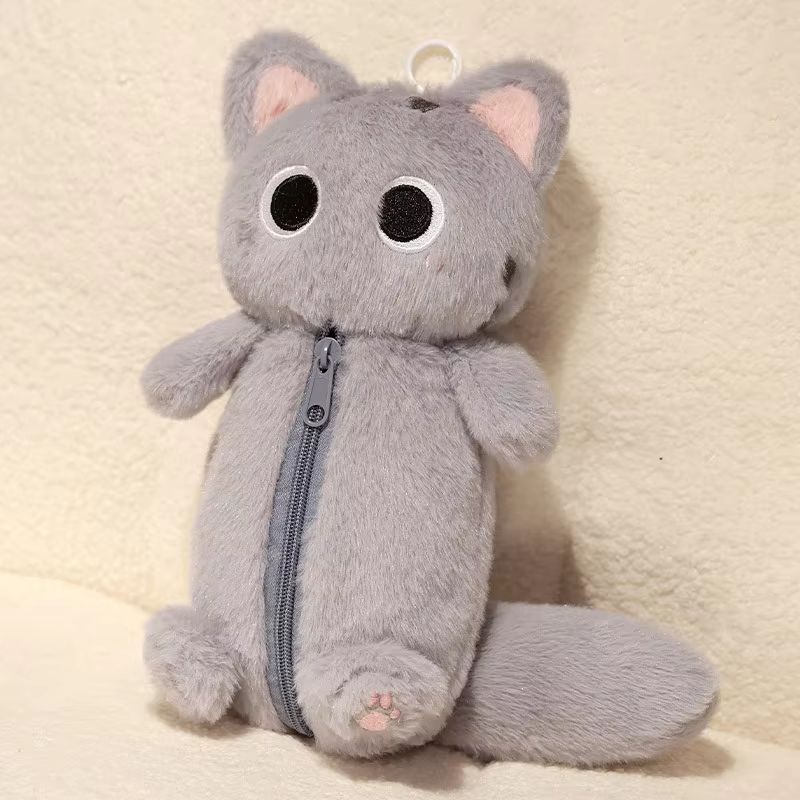 Siamese Cat Plush Pencil Case Large Capacity Stationery Bag