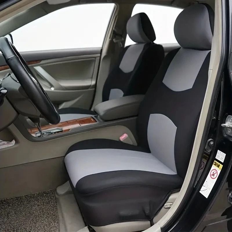 Plain Fabric Bicolor Universal Car Seat Cover Set