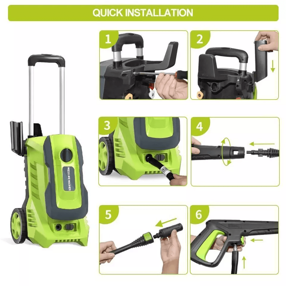 Electric High Pressure Washer Max, Quick-Connect Nozzles, Telescopic Handle, Foam Cannon, Heavy Duty Power Washer