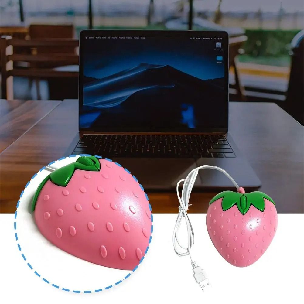 Creative Strawberry Shaped Mini Wired Mouse