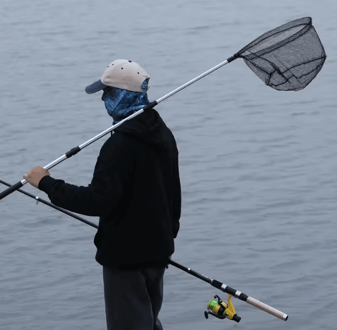Telescopic Fishing Net Aluminum Alloy Folding Landing Net with Rubber Handle
