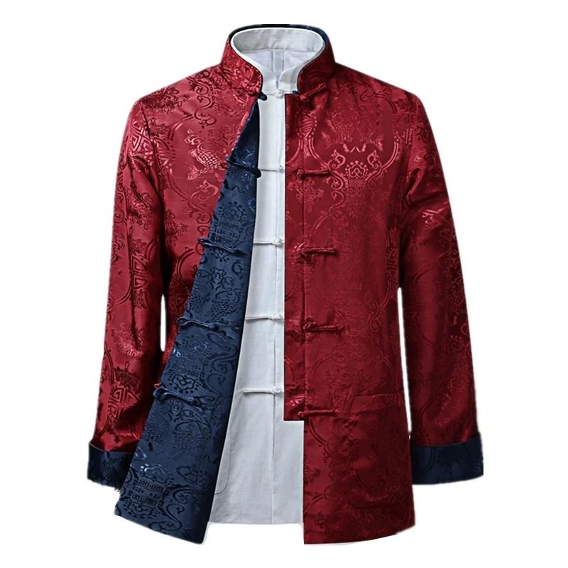 Mens Traditional Dragon Embroidered Tang Suit Jacket