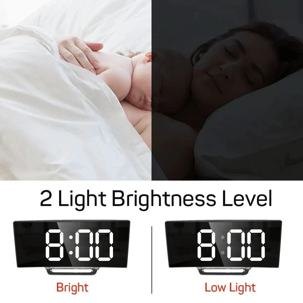 LED Digital Alarm Clock Large Display Bedside Clock with Temperature and Calendar