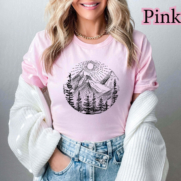 Retro Mountain Sunset Shirt | Aesthetic Hiking & Wanderlust Outdoor Nature Tee