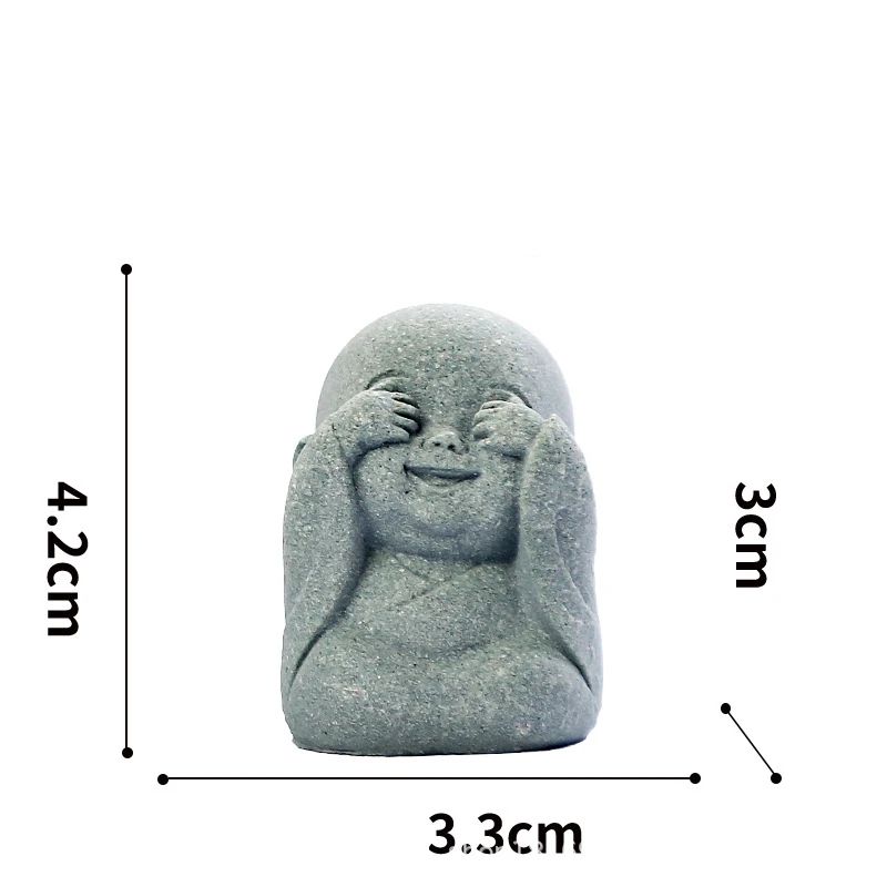 Cute Little Monk Stone Statues Set