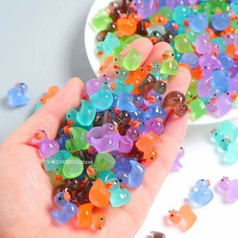 Glow in the Dark Mini Resin Duck Figures for Fairy Garden and Aquarium Decor