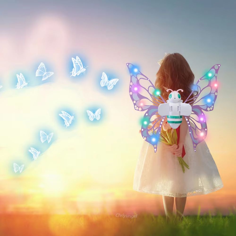 Magical Electric Butterfly Fairy Wings with Lights – Kids Cosplay Dress-Up Costume