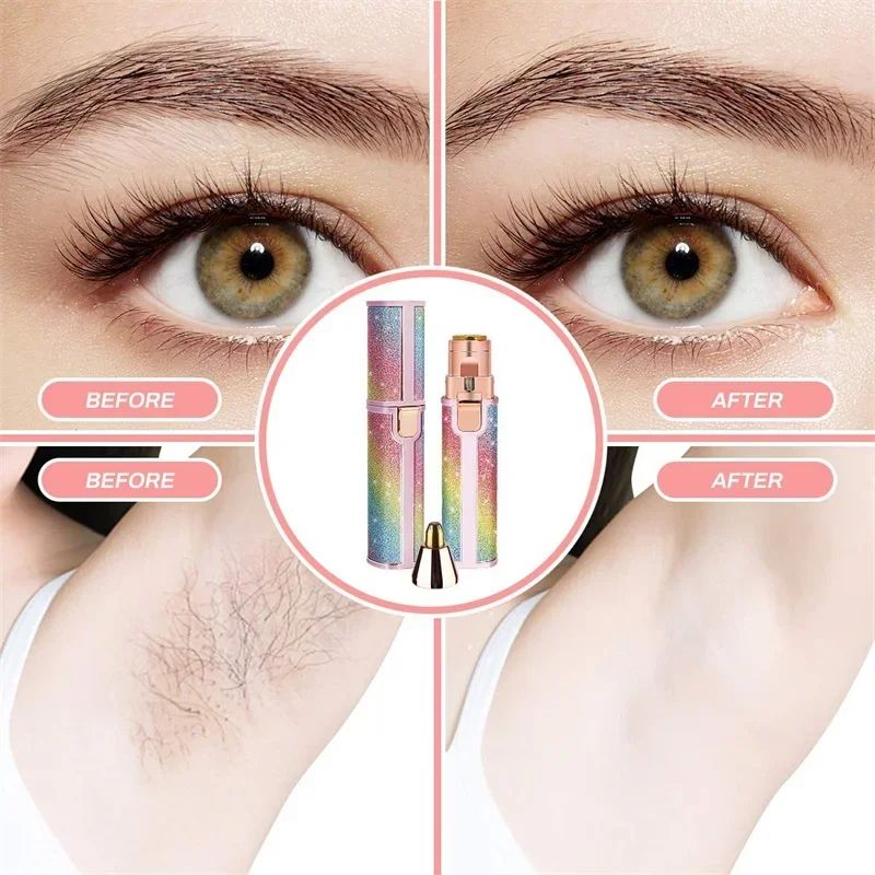 2-in-1 Electric Eyebrow Trimmer with LED Light – Painless Brow Shaper & Facial Hair Remover