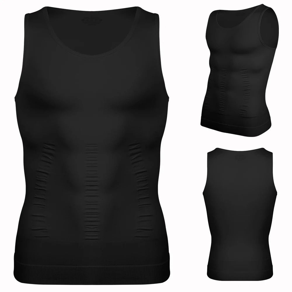 Mens Compression Shaper Vest Slim Fit Sleeveless Tummy Control Top