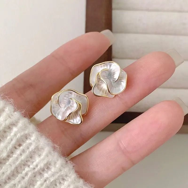 Delicate Camellia Flower Stud Earrings