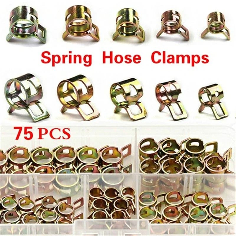 75-Piece Carbon Steel Spring Hose Clamp Assortment