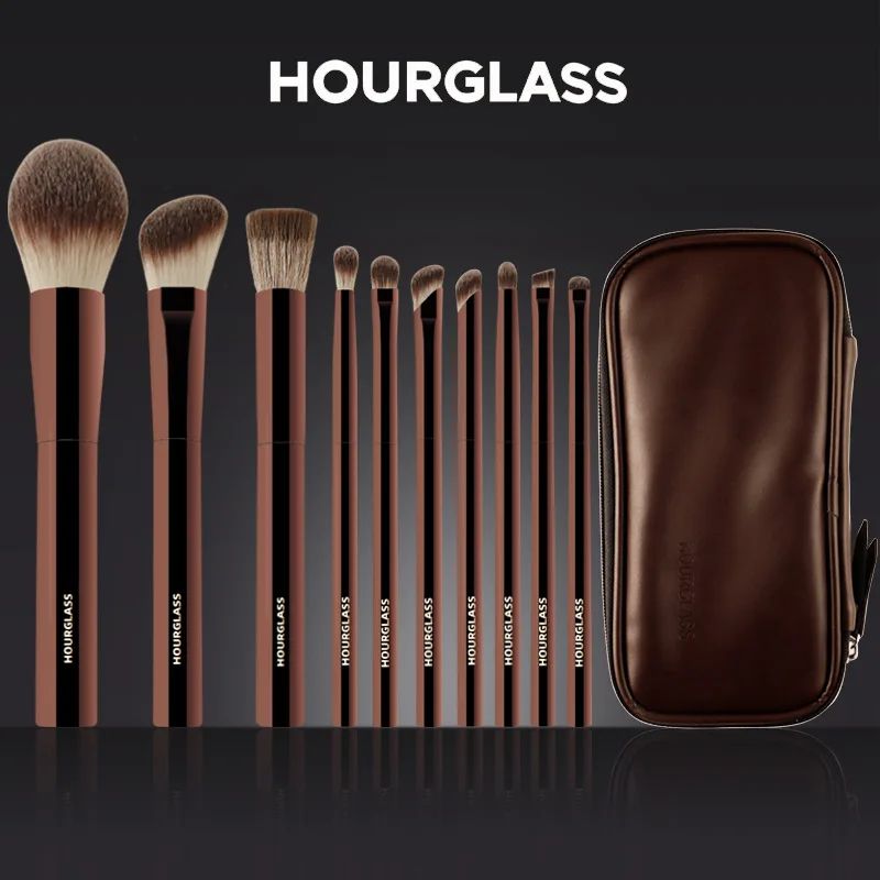 10 Piece Professional Makeup Brush Set with Cosmetic Bag Foundation Eyeshadow and Powder Brushes