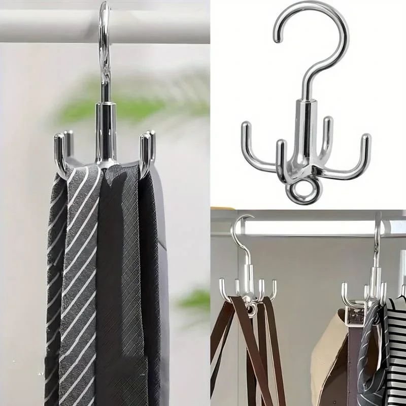 Rotating Multi-Hook Clothes Hanger – 4-Claw Wardrobe Organizer for Belts, Scarves & Coats (2 pcs)