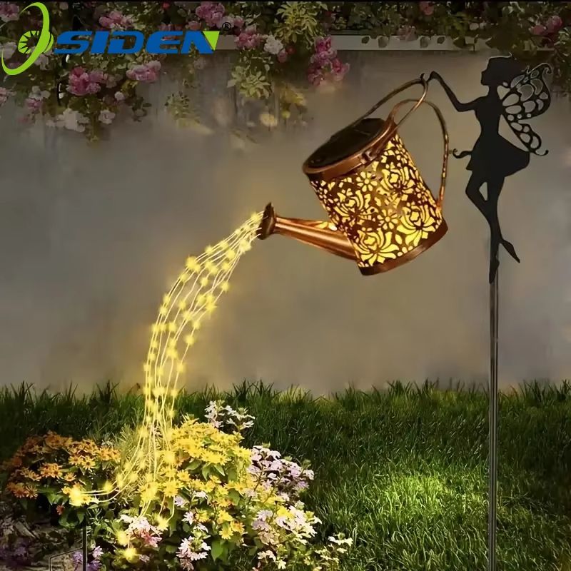 Solar Watering Can Fairy Light – Vintage Metal Garden Lantern with Cascading LED Waterfall