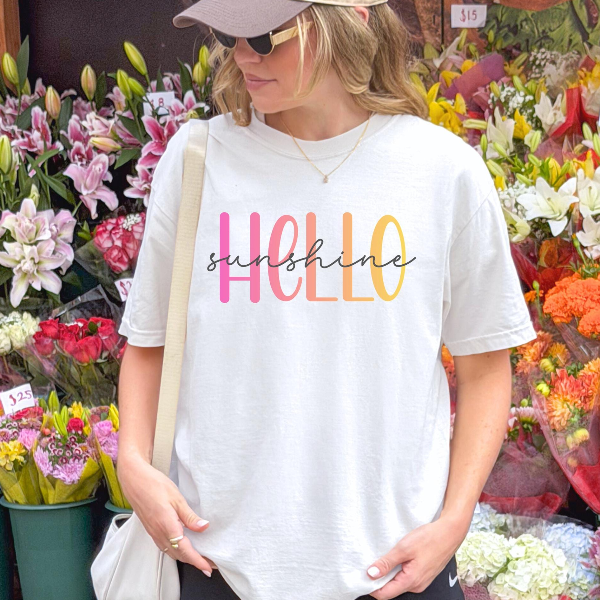Hello Sunshine Comfort Colors Shirt Women Summer Tee Soft Cotton Sun Lover Gift