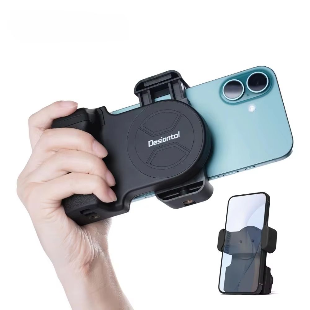 Sleek Selfie Grip and Phone Camera Grip with Detachable Bluetooth Remote