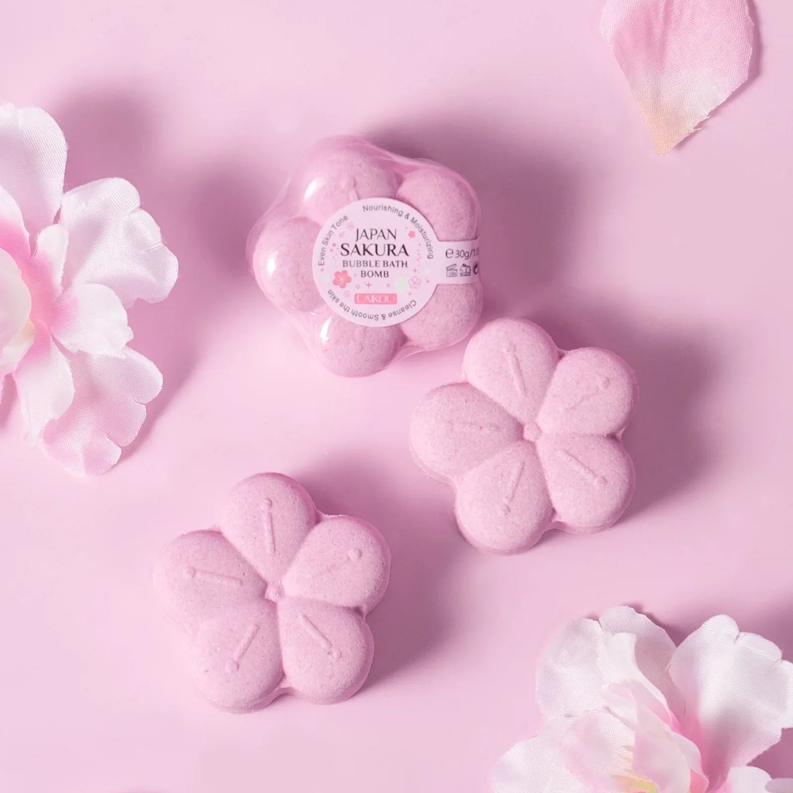 LAIKOU Japanese Sakura Bath Bomb Moisturizing Bubble Bath Salt 30g
