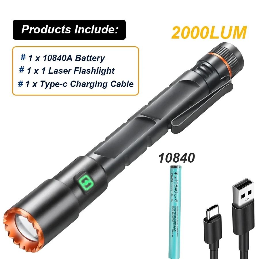 High Power Mini Flashlight with USB Charging Clip and Magnetic Base