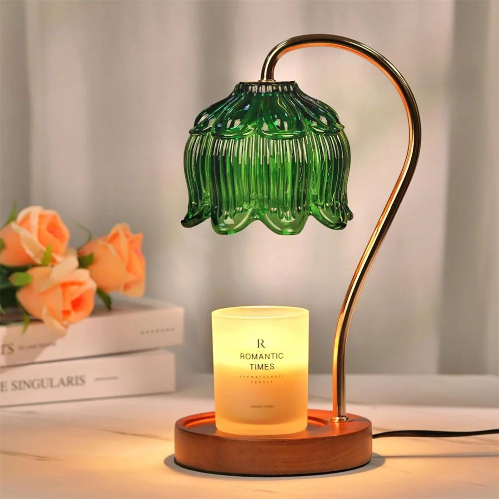 Retro Petal Candle Warmer Lamp Dimmable Wax Melt Fragrance Warmer with Candle Tray