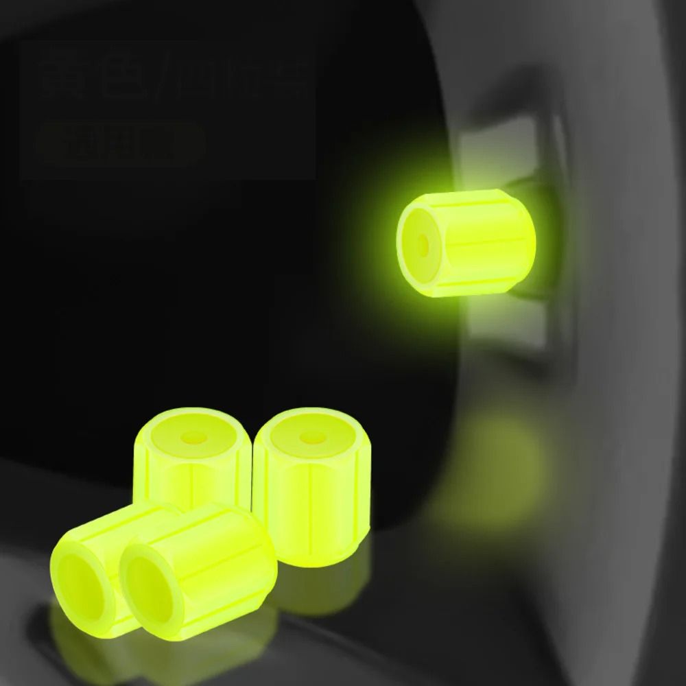 Glow-in-the-Dark Universal Tire Valve Caps - 4 Pack