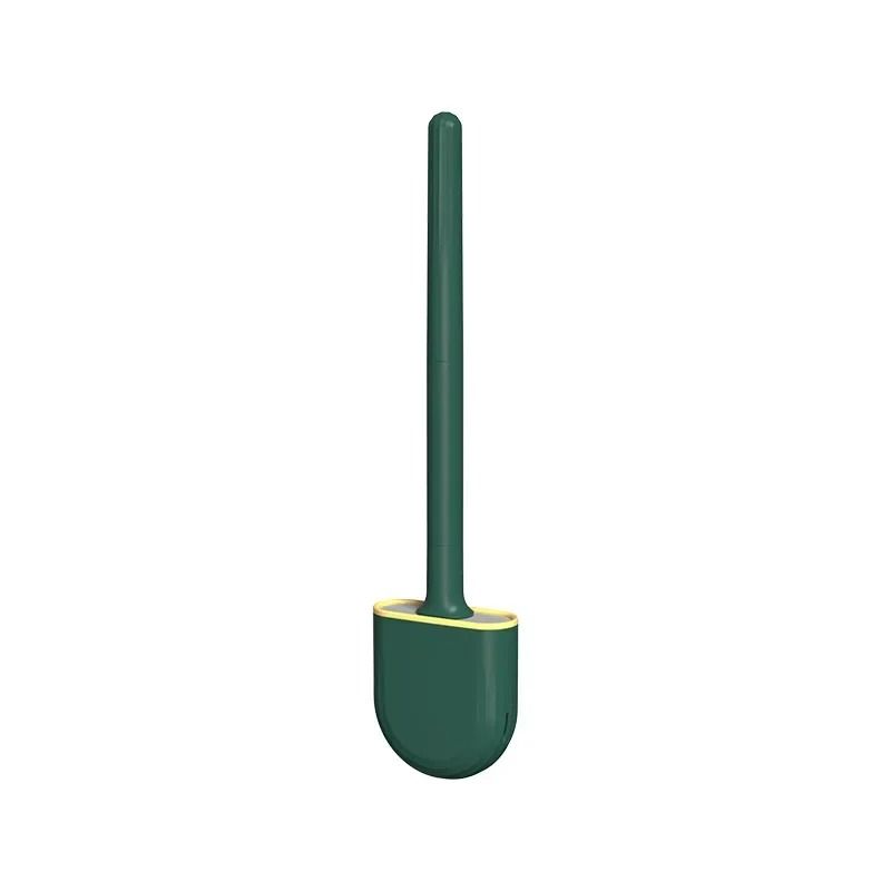 Wall Mounted Silicone Toilet Brush with Soft Bristles and Compact Holder