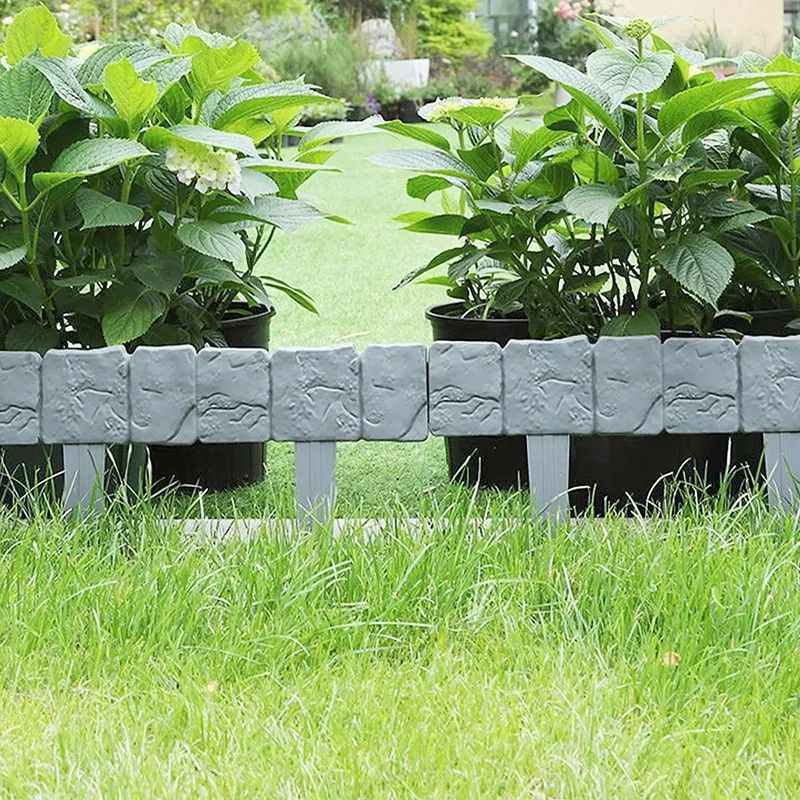 Imitation Stone Garden Fence No-Dig Border Stakes for Garden Border Edging (5–10pc Set)