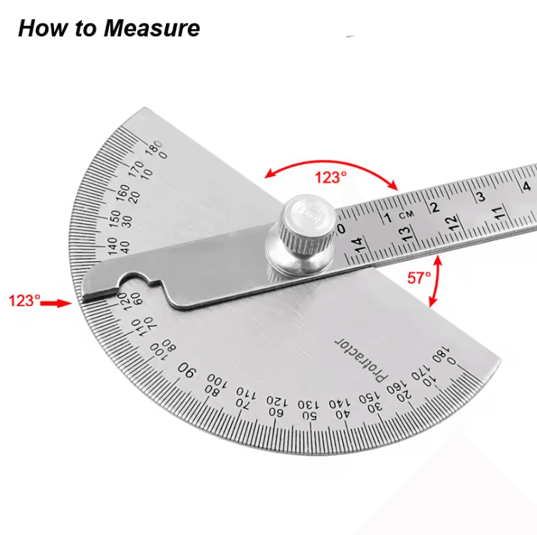 PrecisionPro Stainless Steel Angle Measuring Ruler and Protractor Tool