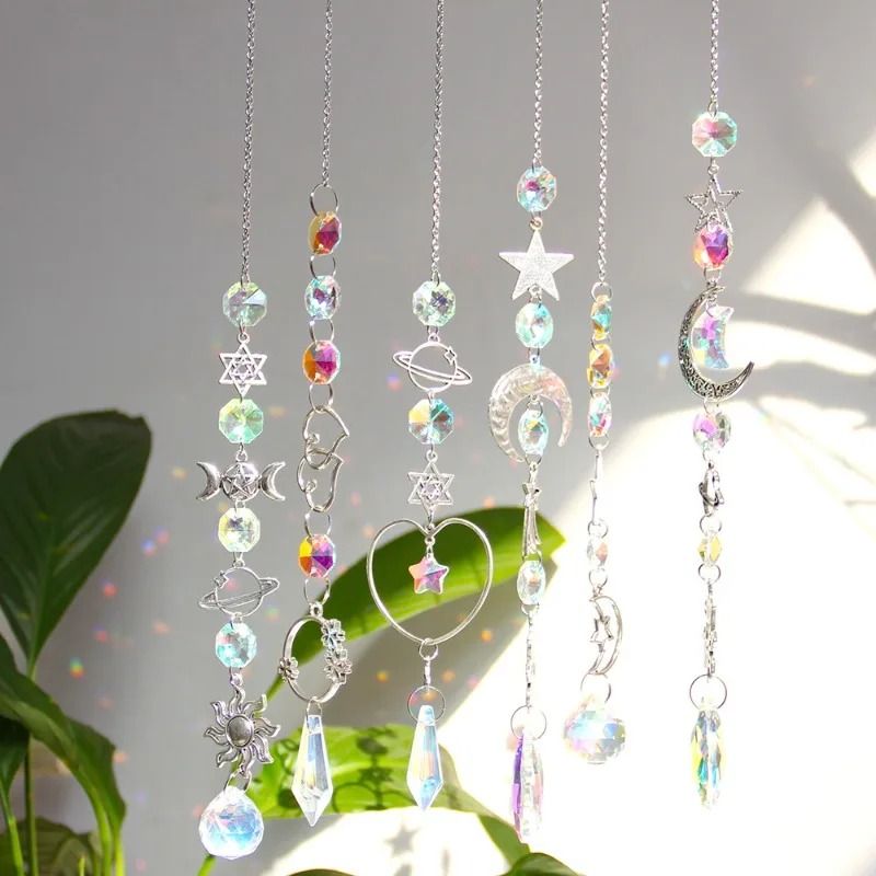 Crystal Wind Chime Rainbow Sun Catcher Dream Catcher Hanging Decor