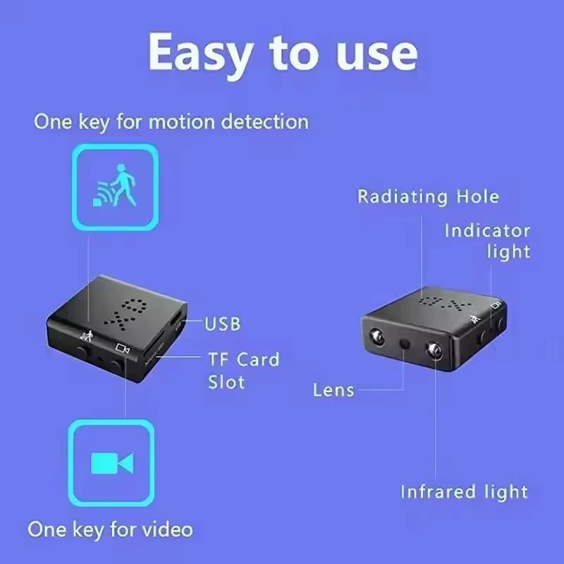 XD Full HD 1080P Mini Security Camera with Night Vision and Motion Detection
