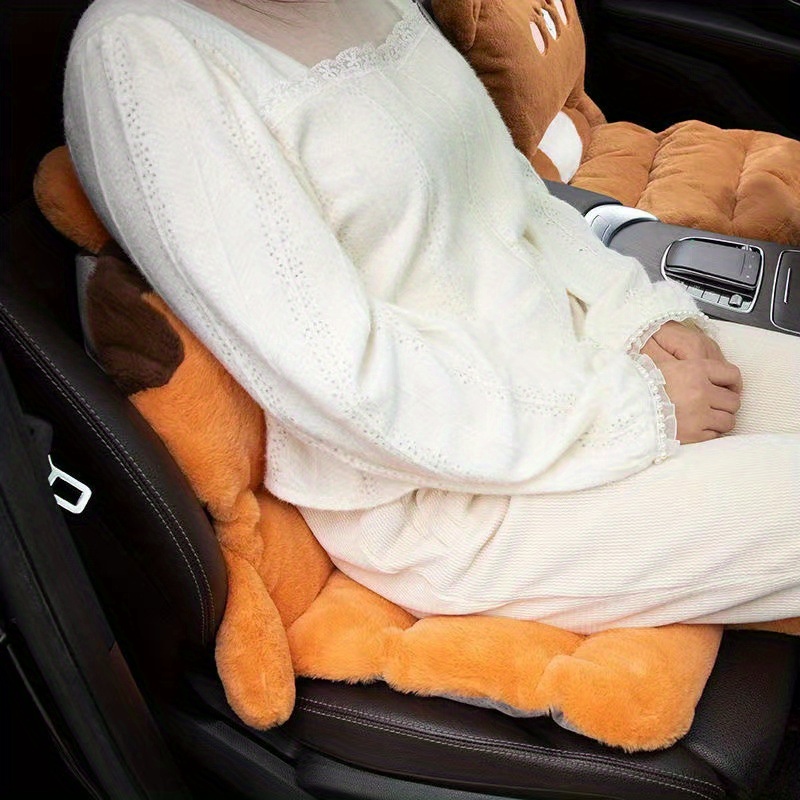 Thick and Warm Plush Car Seat Cushion, Integrated Cartoon Plush Cushion for Vehicles and Chairs