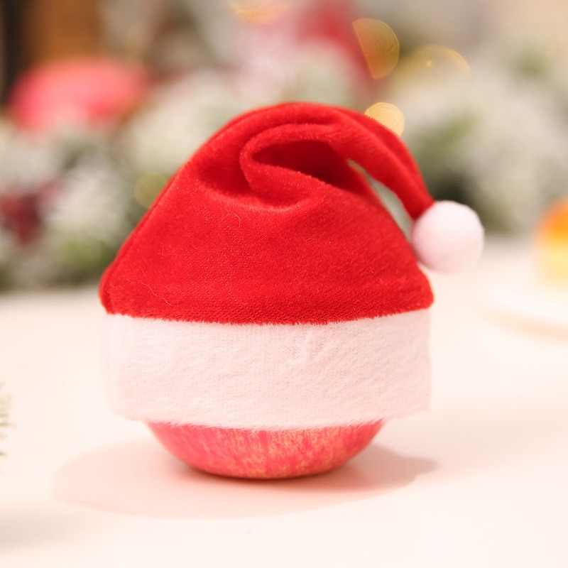 Christmas Gift Caps, Mini Santa Claus Hat, Xmas Wine Bottle Caps, Apple Bag Hat, Tree Ornament