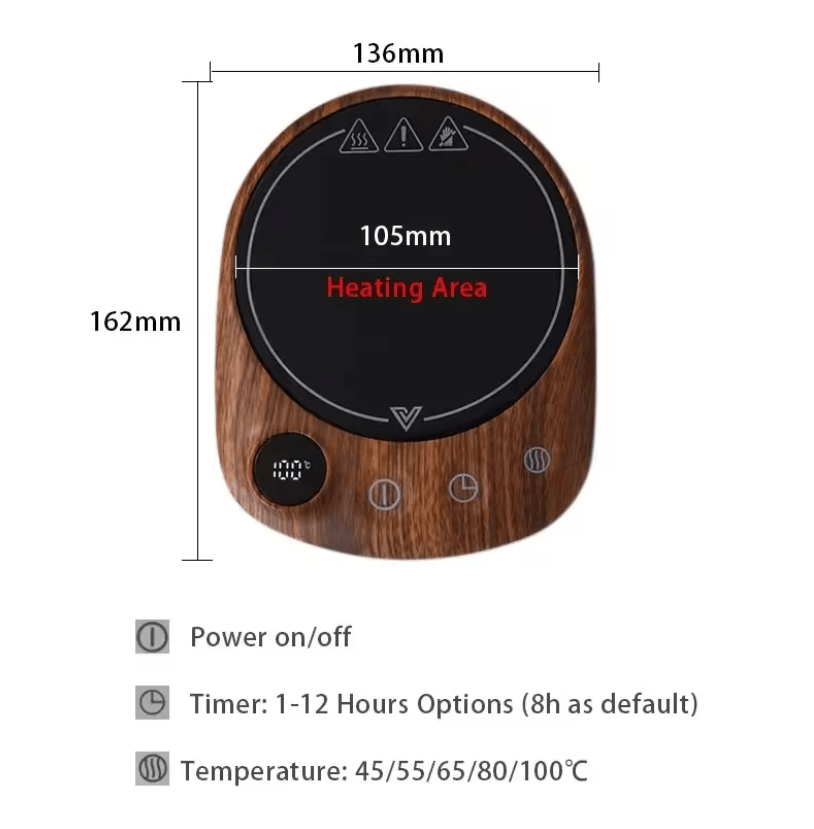 WarmBrew Electric Mug Warmer with Adjustable Temperature and Auto Shut Off