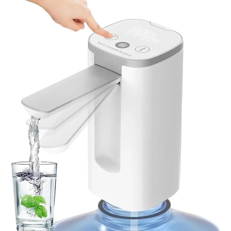 Rechargeable Portable Water Dispenser Pump with Foldable Spout, Silent High-Flow USB-C Electric Water Pump