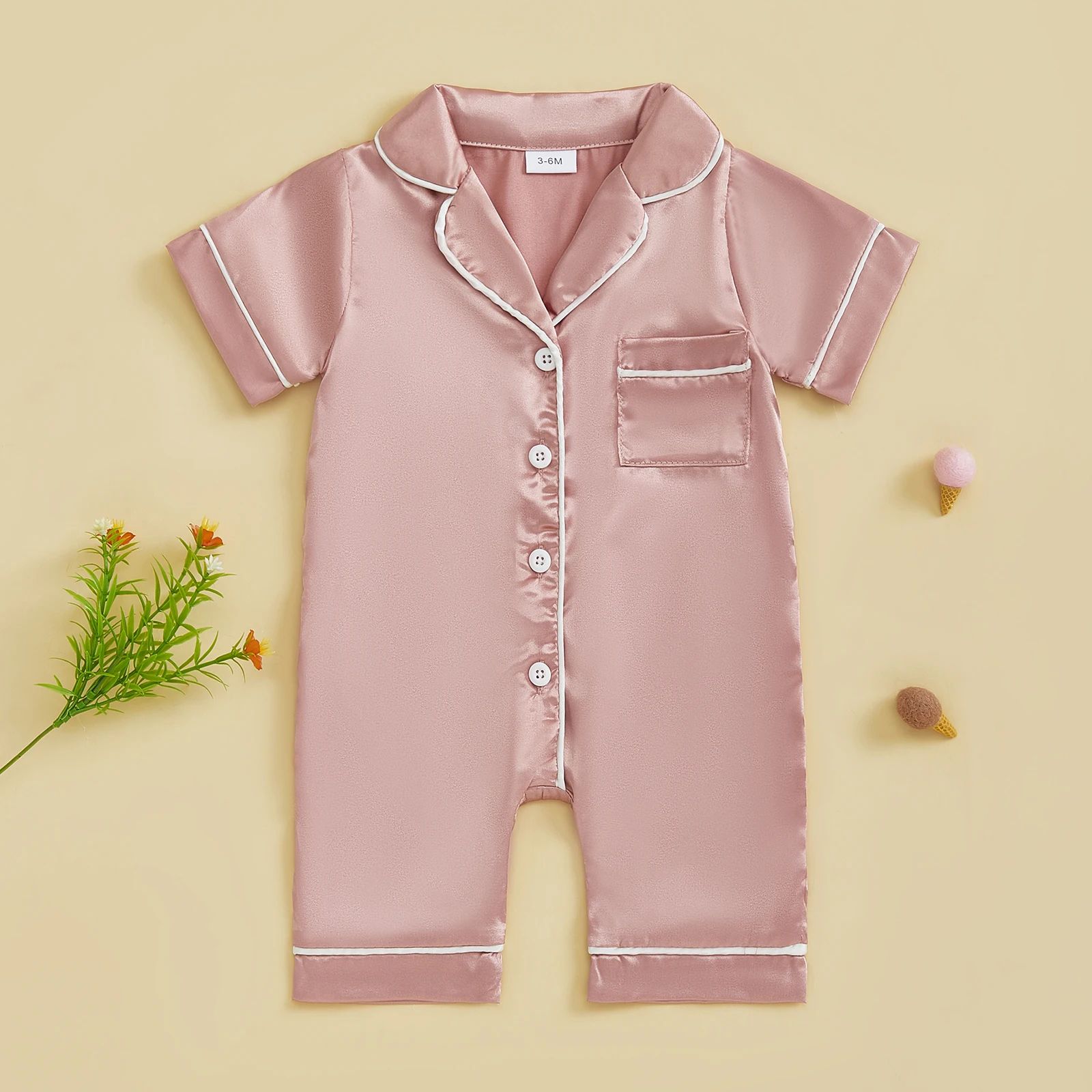 Luxury Soft Satin Baby Pajama Romper – Breathable Newborn Summer Sleepwear