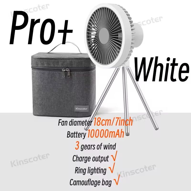 Rechargeable Camping Fan with LED Light and Power Bank