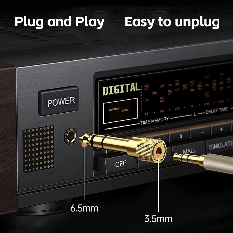 6.35mm Male to 3.5mm Female Audio Adapter Gold Plated AUX Connector