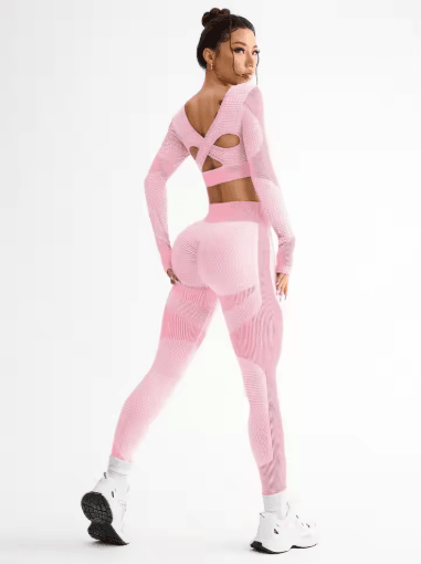 2-Piece Seamless Womens Yoga & Running Set Breathable Fitness Suit